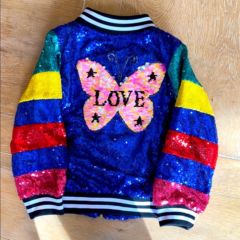 Lola and the Boys Sequin Love Bomber Jacket